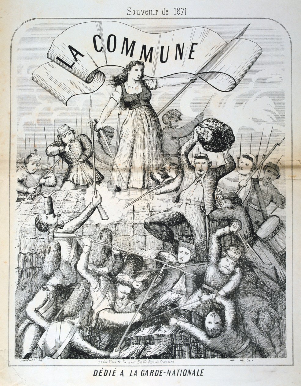 Kansalliskaartille omistettu sarjakuva, Pariisin kommuuni, 1871 tekijältä Unbekannt