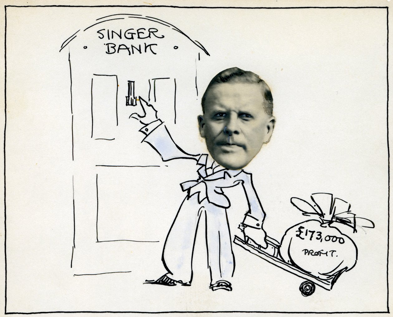 Sarjakuva toimitusjohtaja William E Bullockista, Singer & Company Ltd tekijältä Unbekannt