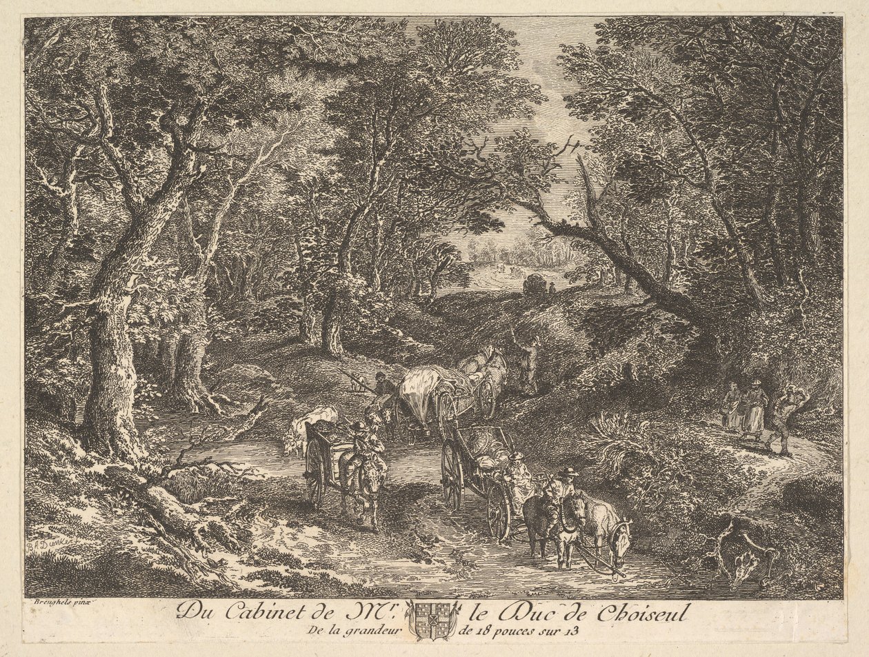 Kärryt polulla metsän läpi maalauksen jälkeen Duc de Choiseulin kokoelmassa, 1771. tekijältä Unbekannt