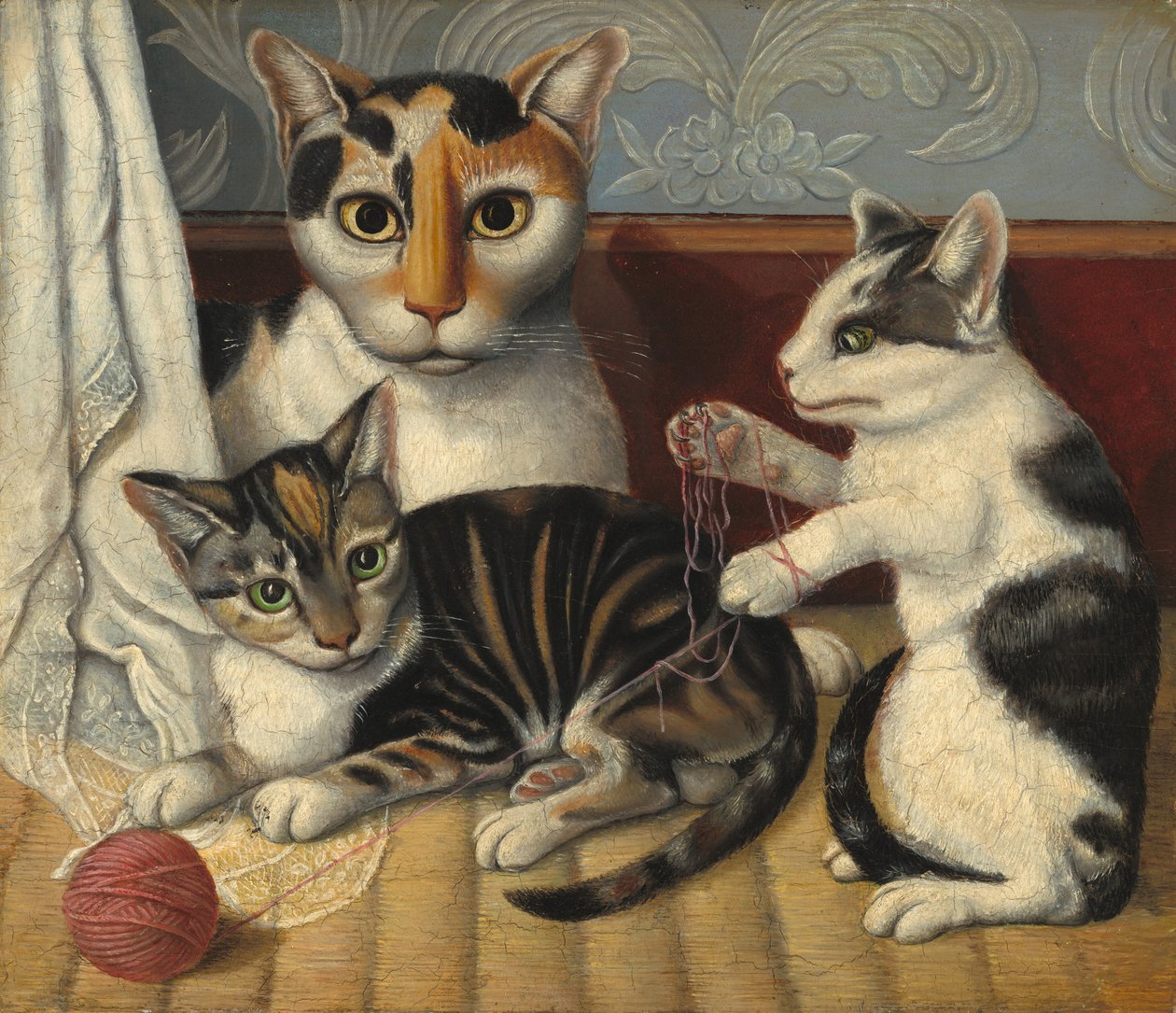 Kissa ja kissanpennut, c. 18721883. tekijältä Unbekannt