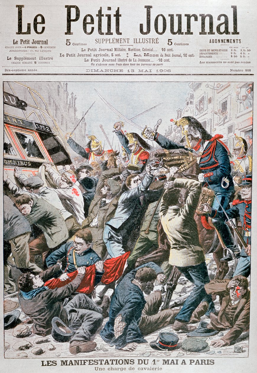 Ratsuväen panos 1. toukokuuta pidetyssä mielenosoituksen aikana Pariisissa, 1906 tekijältä Unbekannt