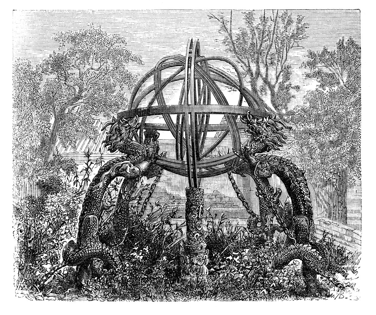 Taivaanpallo vanhassa observatoriossa, Peking, c1890 tekijältä Unbekannt
