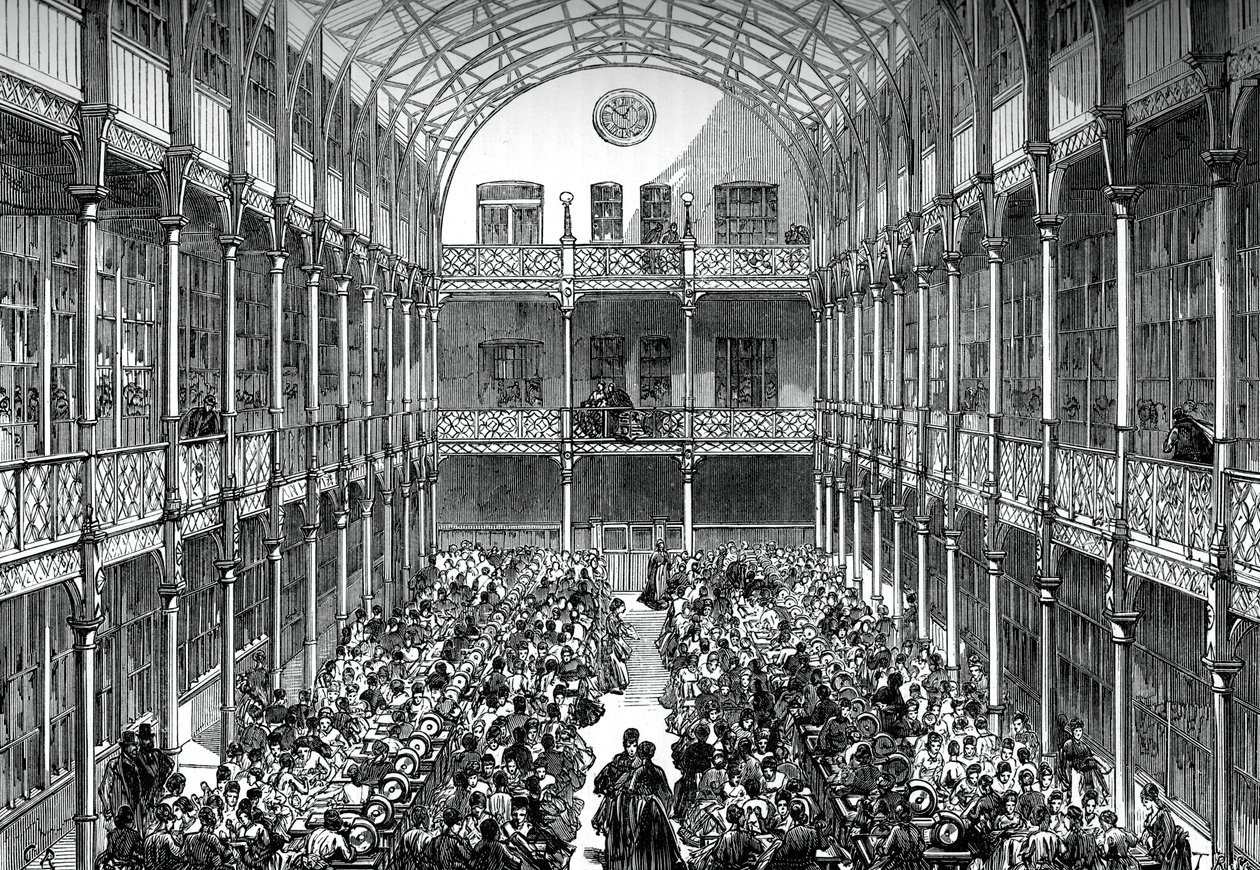 Kuninkaallisen armeijan vaatevaraston keskussali, Pimlico, c1880 tekijältä Unbekannt