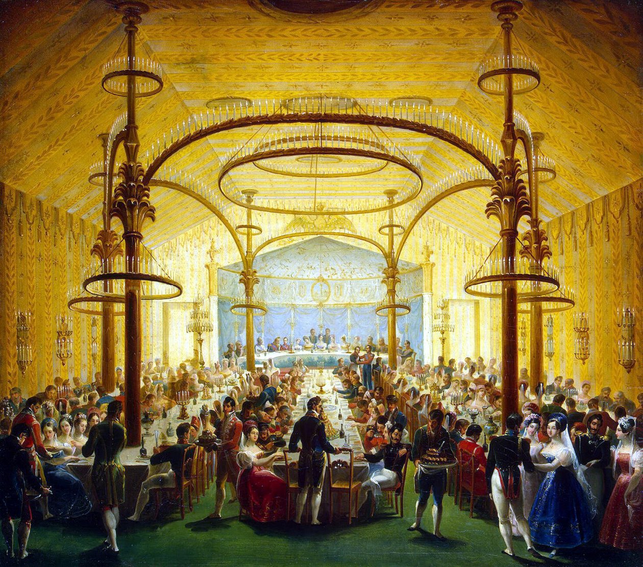 Seremoniallinen illallinen Moskovan kenraalikuvernöörin prinssi Dmitri Golitsynin kunniaksi, 1830-luku tekijältä Unbekannt