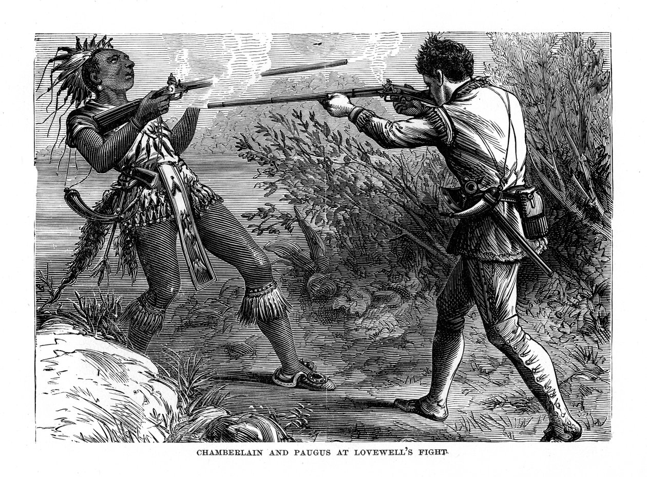 Chamberlain ja Paugus Lovewells Fightissa, 1725, 1872 tekijältä Unbekannt