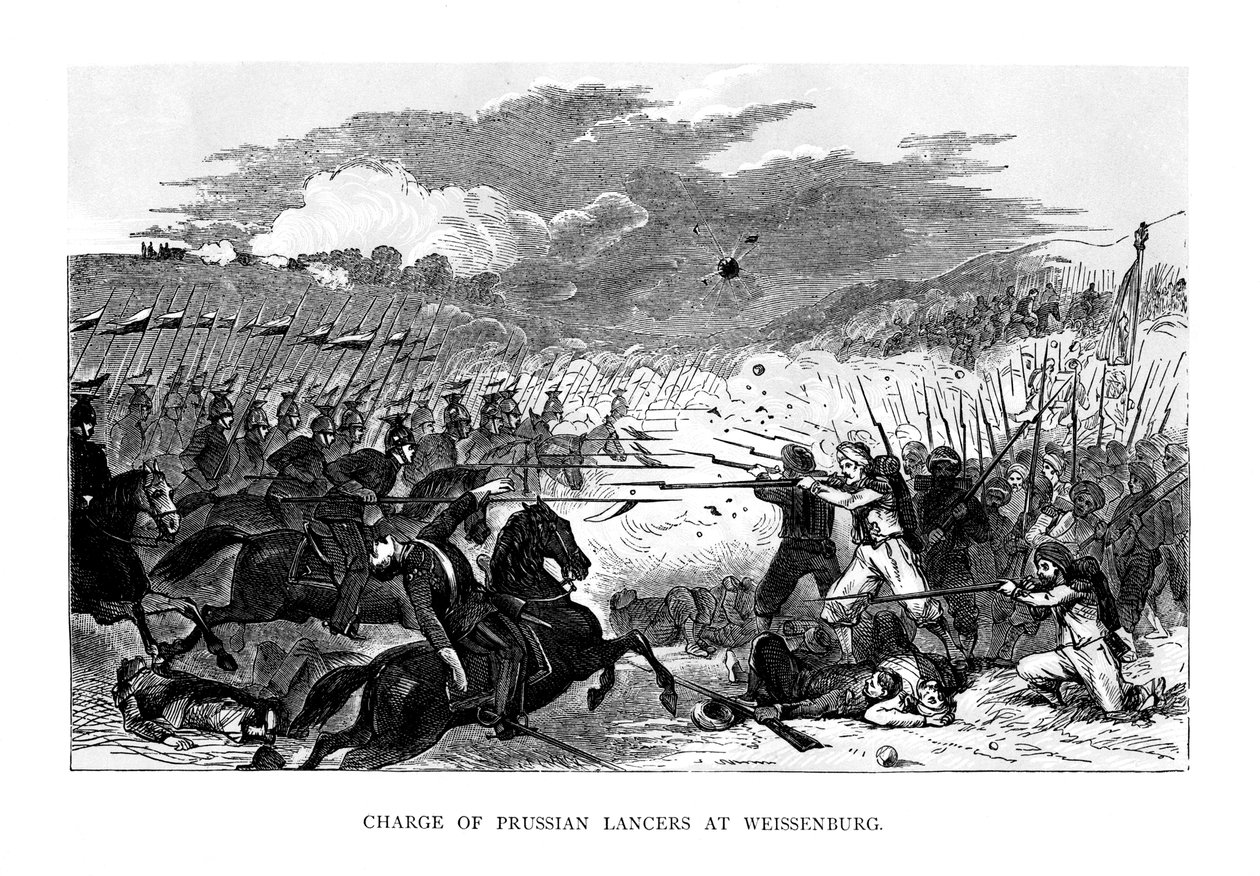 Preussian Lancerien hyökkäys Weissenburgissa, 1870, 1875 tekijältä Unbekannt