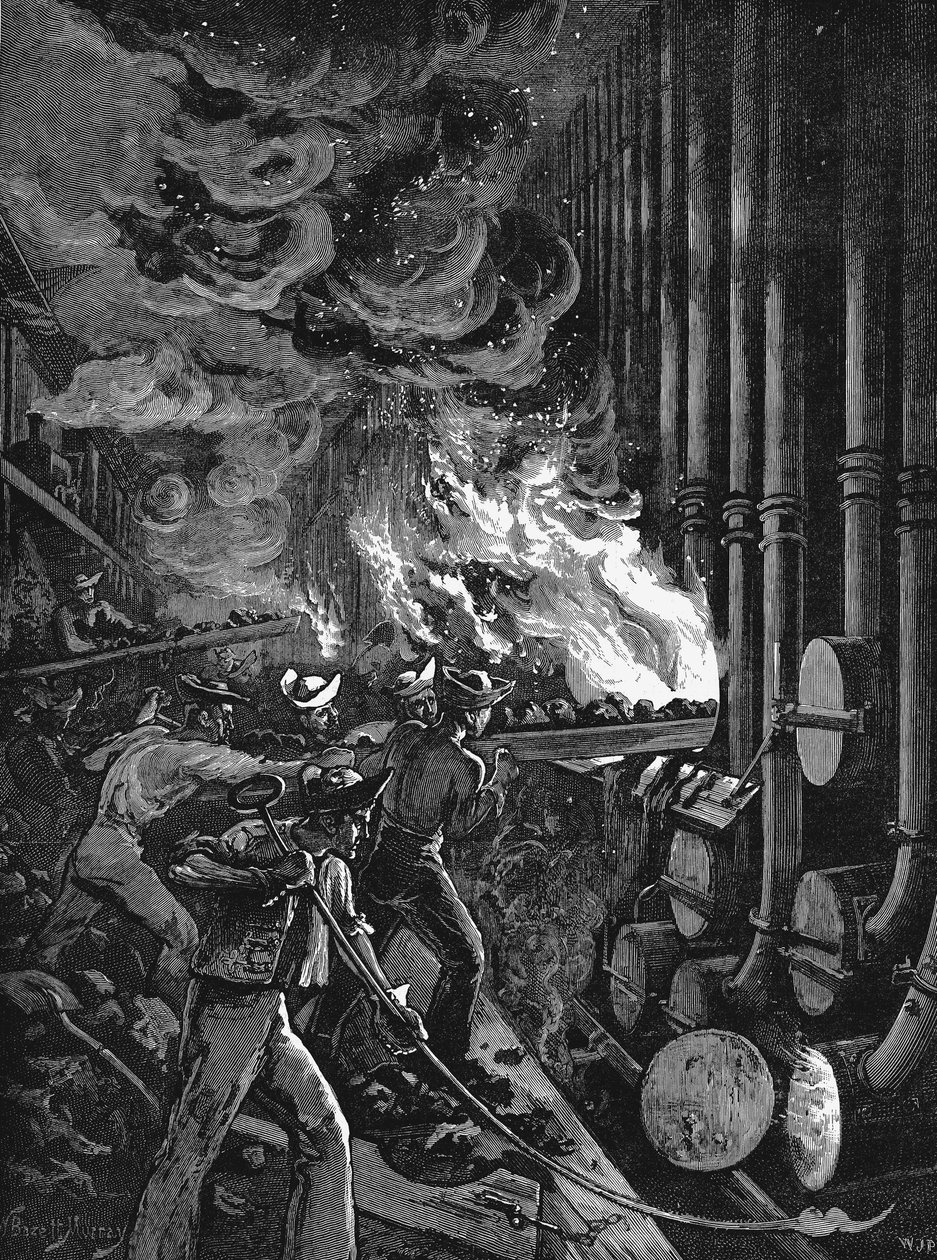 Retorttien lataaminen Becktonin kaasutehtaalla Lontoossa, 1878 tekijältä Unbekannt