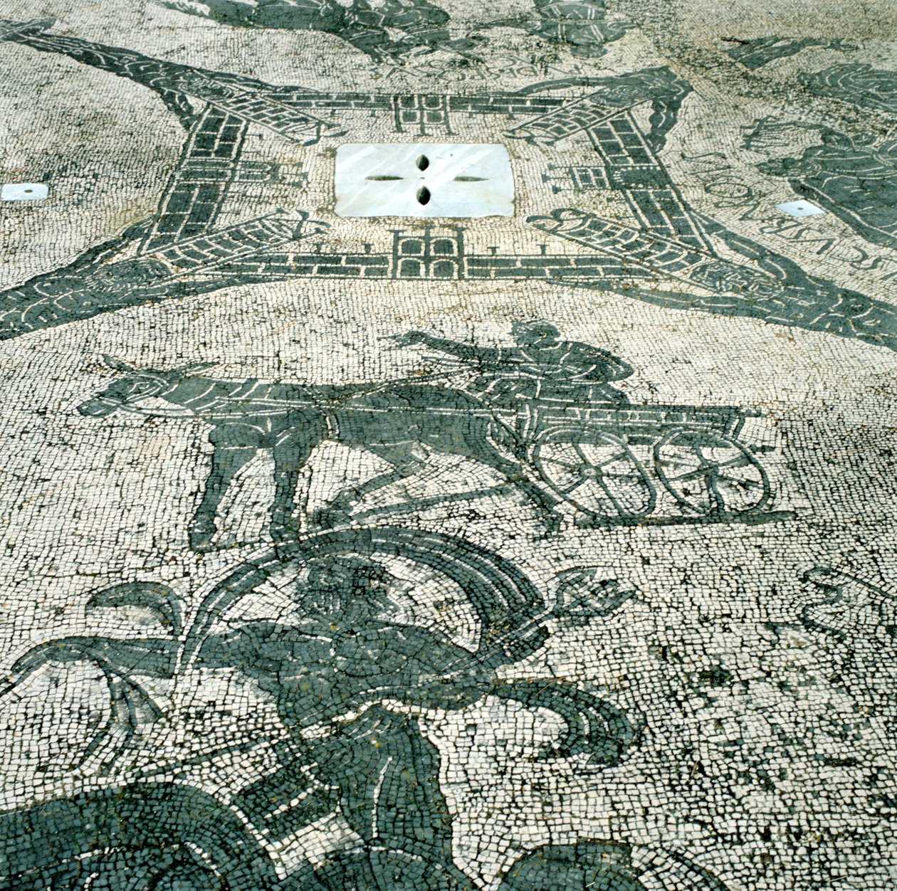 Chariotier, mosaiikki, Cisarii, Ostia, Italia, C1st Century tekijältä Unbekannt