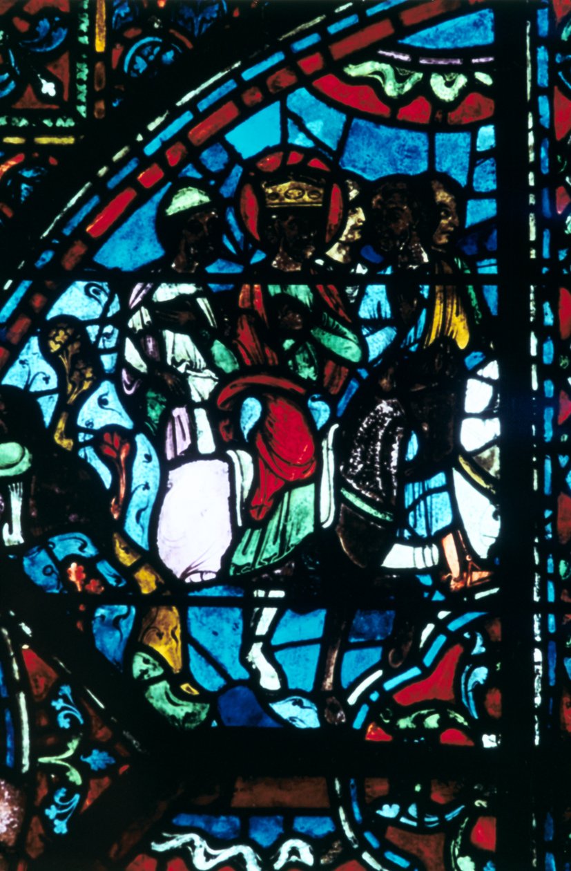 Charlemagne lähtee Espanjasta, lasimaalaus, Chartresin katedraali, Ranska, c1225 tekijältä Unbekannt