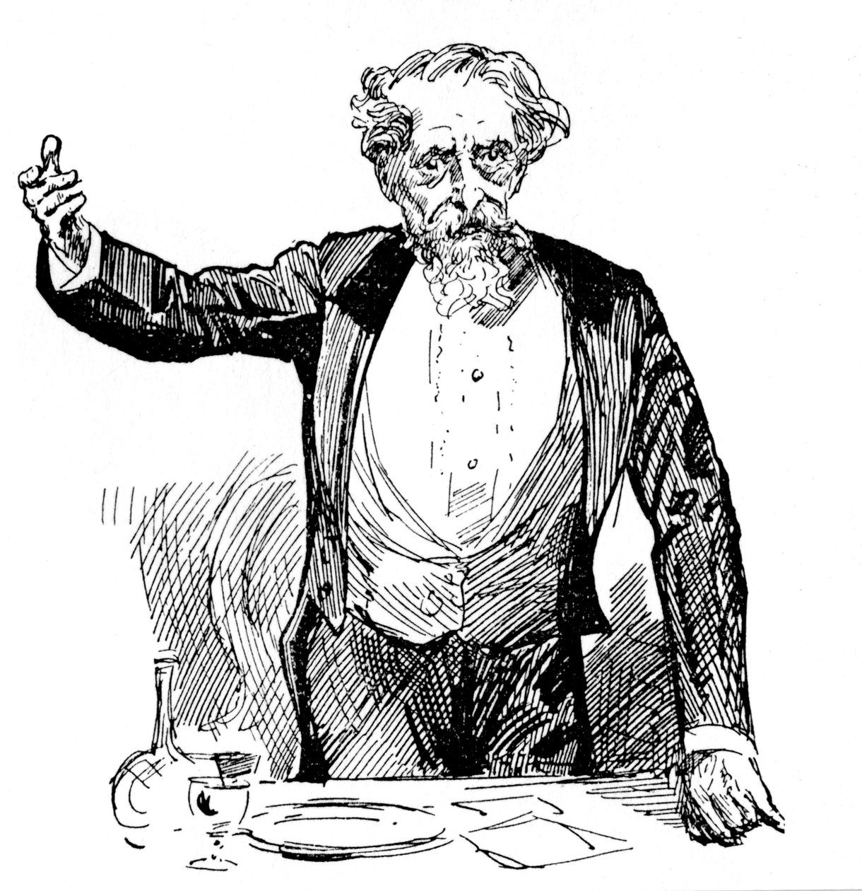 Charles Dickens pitämässä illallisen jälkeisen puheen, 1860-luku tekijältä Unbekannt