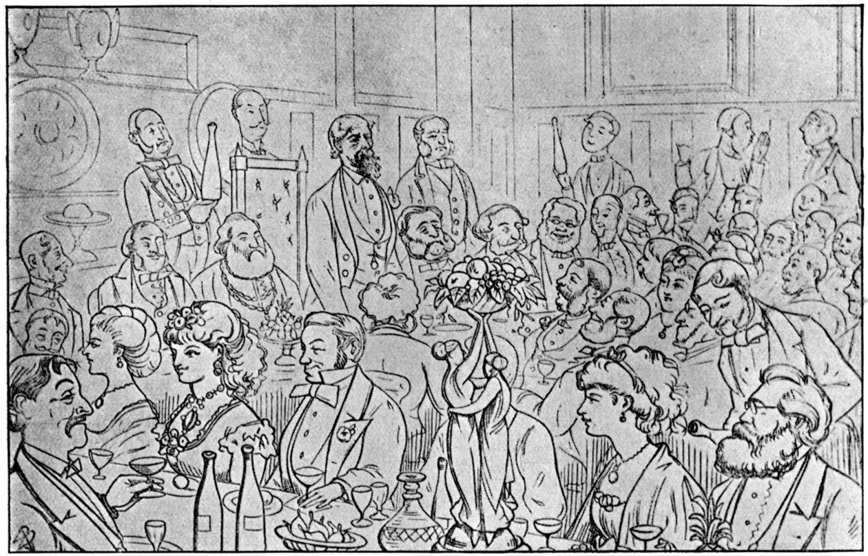 Charles Dickens puheenjohtajana Newsvendors Dinnerissä 5. huhtikuuta 1870 1912 tekijältä Unbekannt