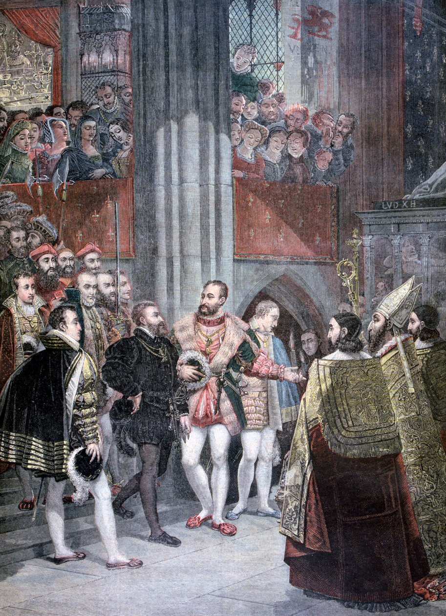 Charles I ja Charles Quint Saint Denisin basilikassa Pariisissa, 1893 tekijältä Unbekannt