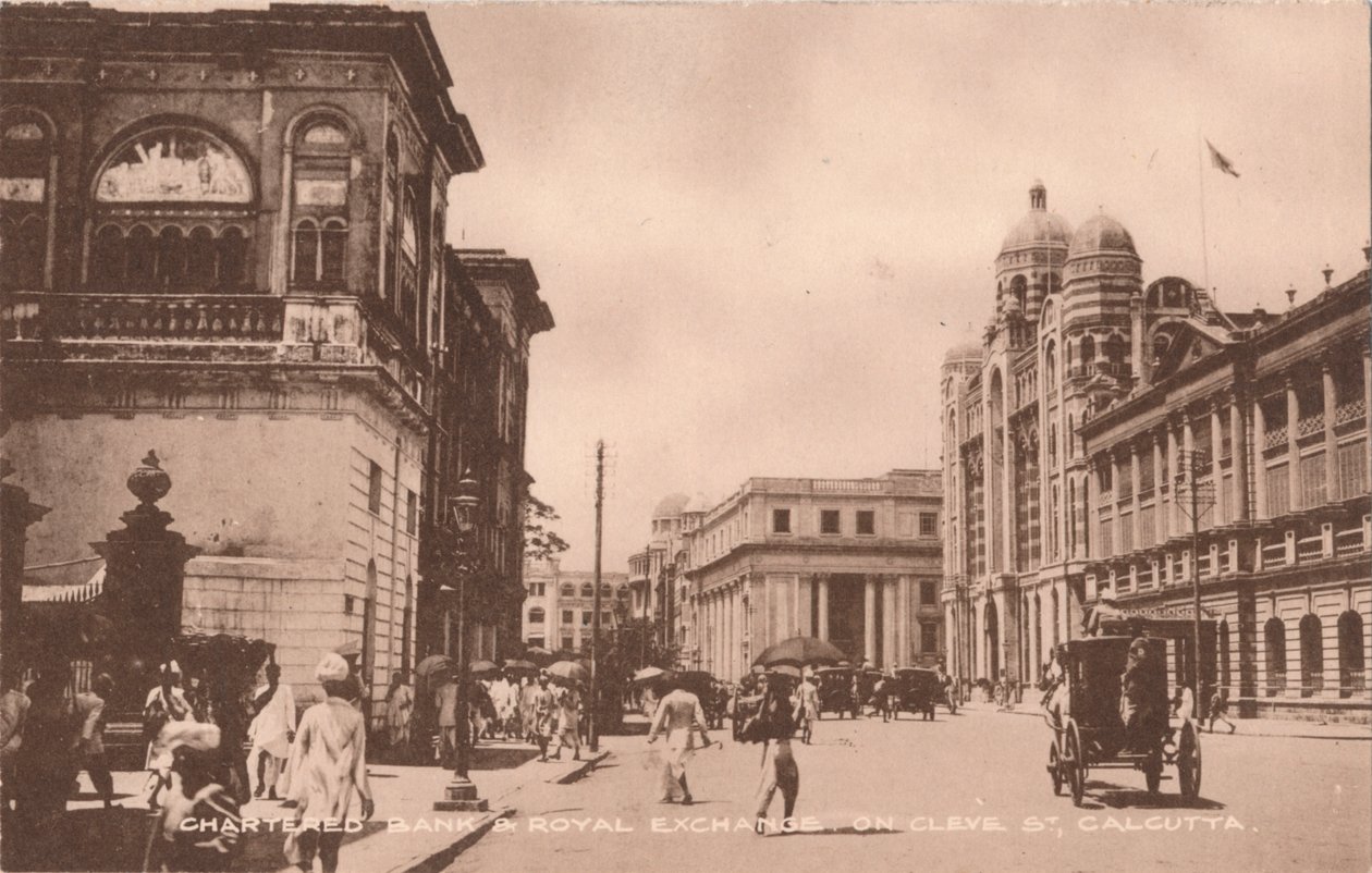 Chartered Bank & Royal Exchange osoitteessa Cleve St, Calcutta, c1900 tekijältä Unbekannt