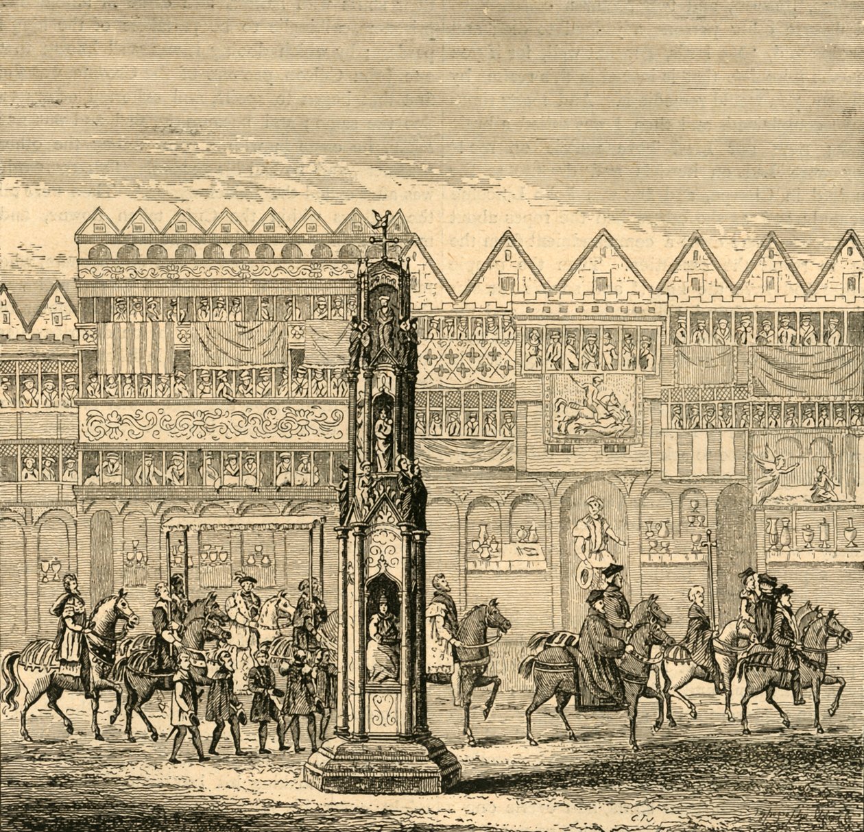 Cheapside Cross, sellaisena kuin se ilmestyi vuonna 1547, 1897. tekijältä Unbekannt