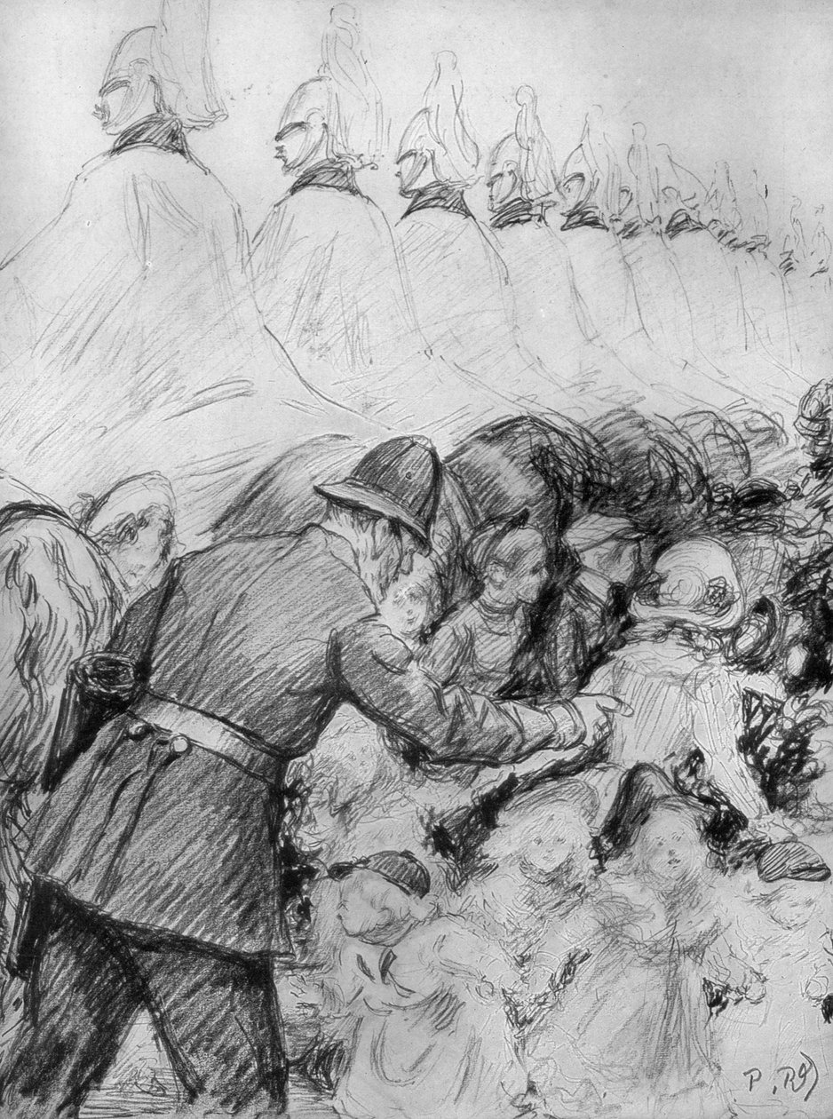 Lapset väkijoukossa kuningas Yrjö V:n julistuksen yhteydessä, 1910 tekijältä Unbekannt
