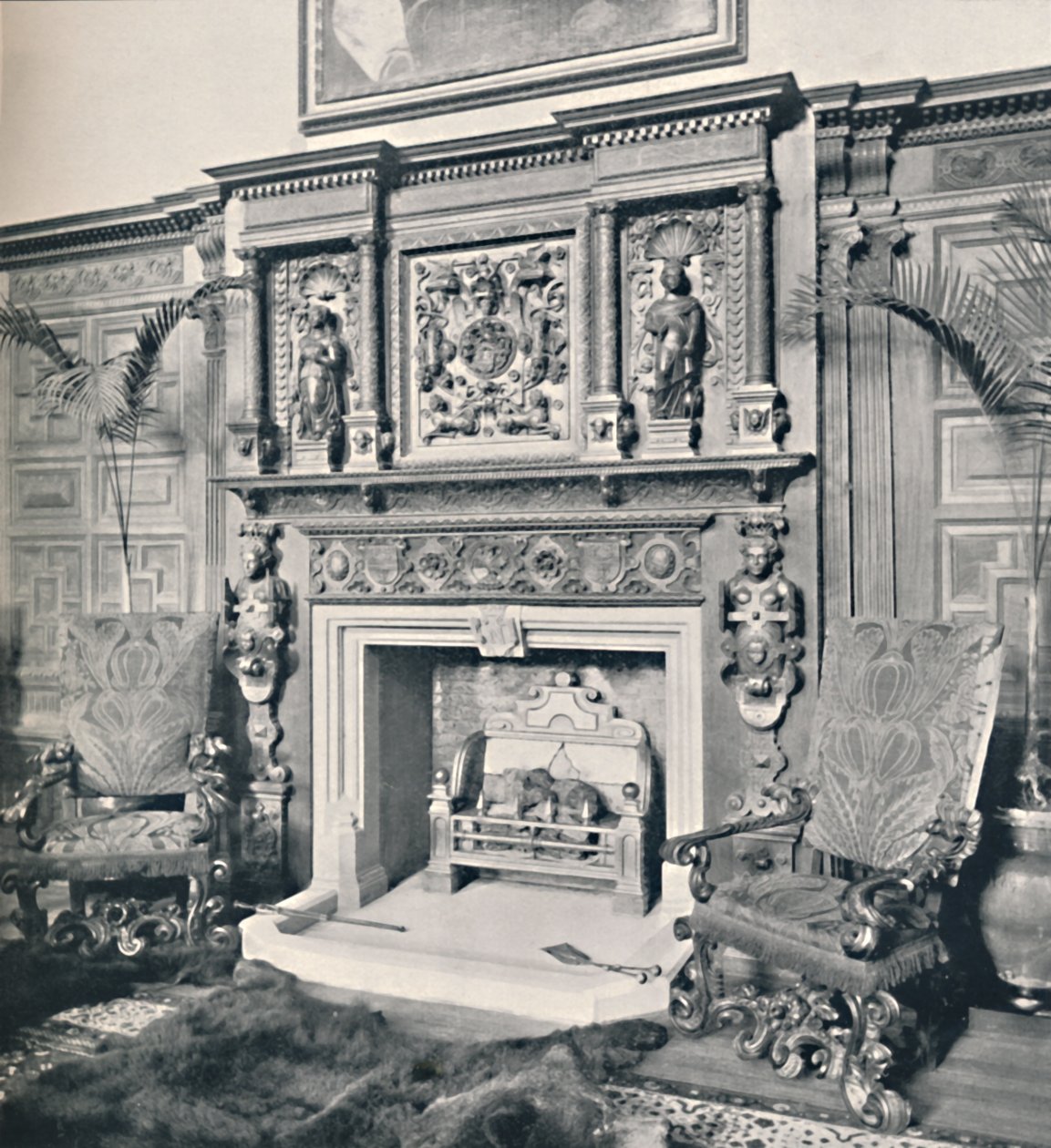 Savupiippu suuressa salissa, Castle Ashby, Northampton, 1927 tekijältä Unbekannt