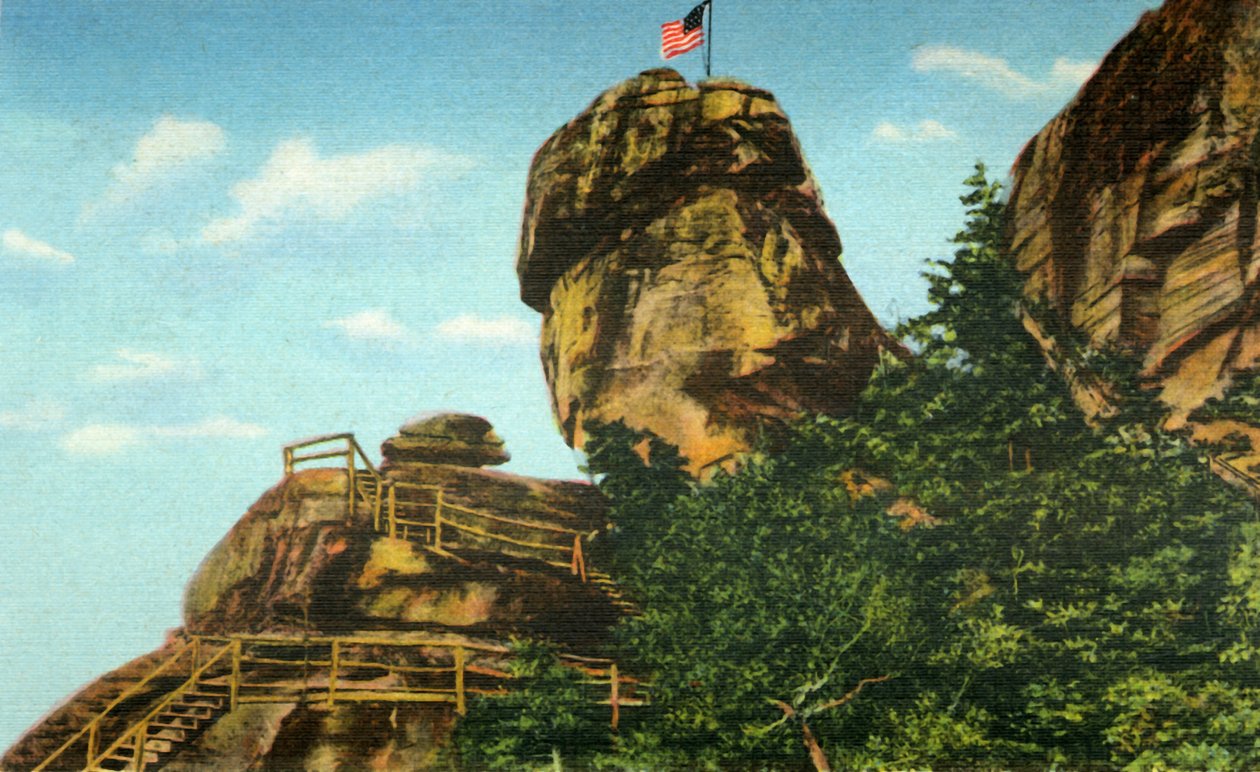 Chimney Rock ja Rock Pile, Länsi-Pohjois-Carolina, 1942. tekijältä Unbekannt