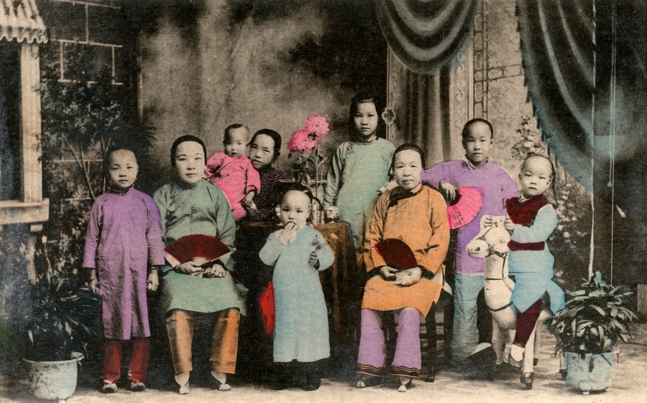 Kiinalainen perhe, Hongkong, 1900-luku tekijältä Unbekannt