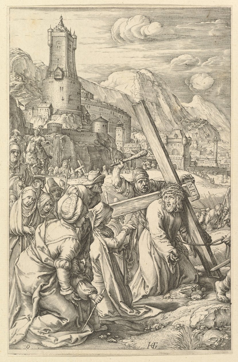 Kristus kantaa ristiä, Kristuksen kärsimyksestä, n. 1598-1617. tekijältä Unbekannt