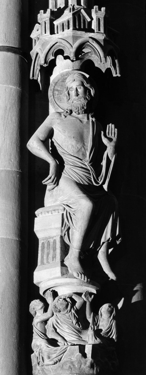 Kristus Tuomari -veistos enkelien pylväässä. Cathedrale Notre Dame de Strasbourg (Ala-Rein) tekijältä Unbekannt