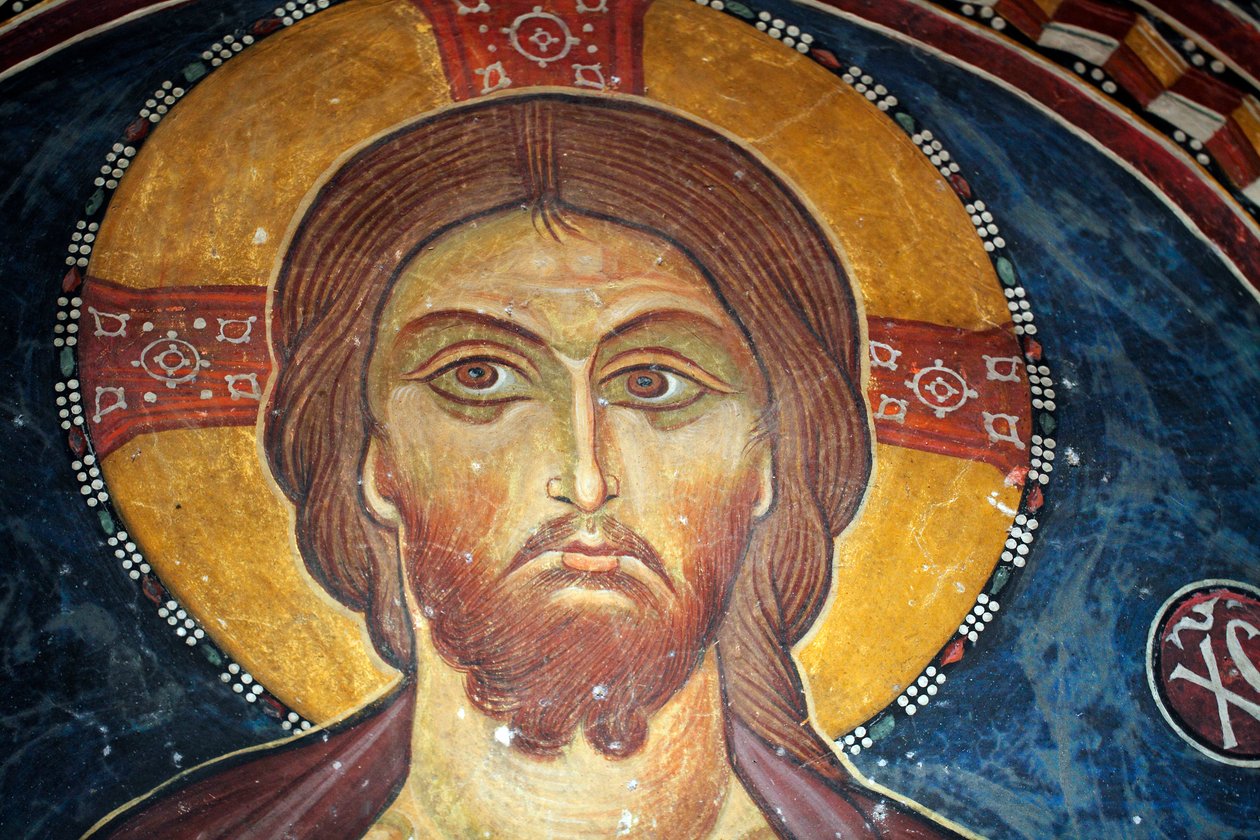 Kristus ja viimeinen tuomio Yksityiskohta bysanttilaisesta fresosta Asinoun kirkon Narthex-holvista Viimeinen tuomiokohtaus 1300-luku (1332) UNESCO, maailman kulttuuriperintökohde Troodoksen alue, Kypros tekijältä Unbekannt