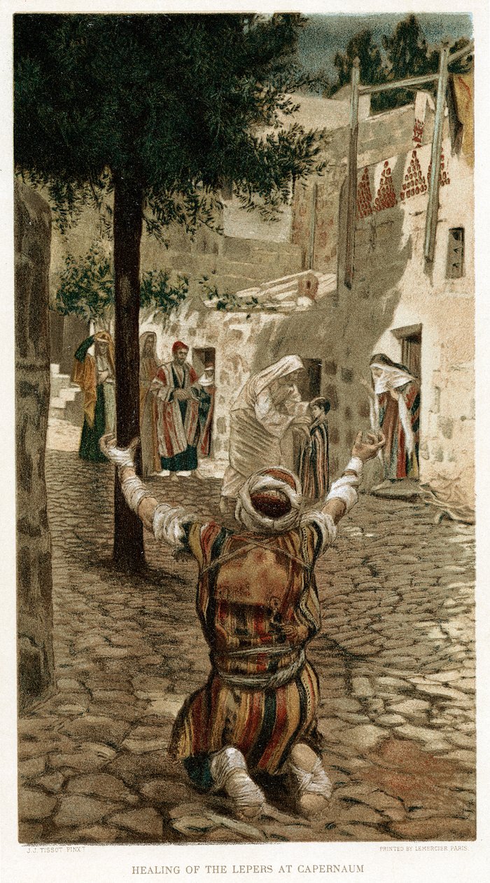 Kristus paransi spitaalisia Kapernaumissa vuonna 1890 tekijältä Unbekannt