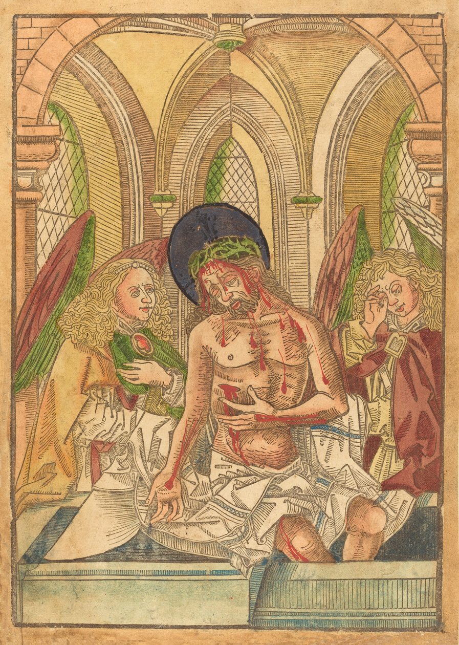 Kristus haudassa kahden enkelin kanssa, 14901500. tekijältä Unbekannt