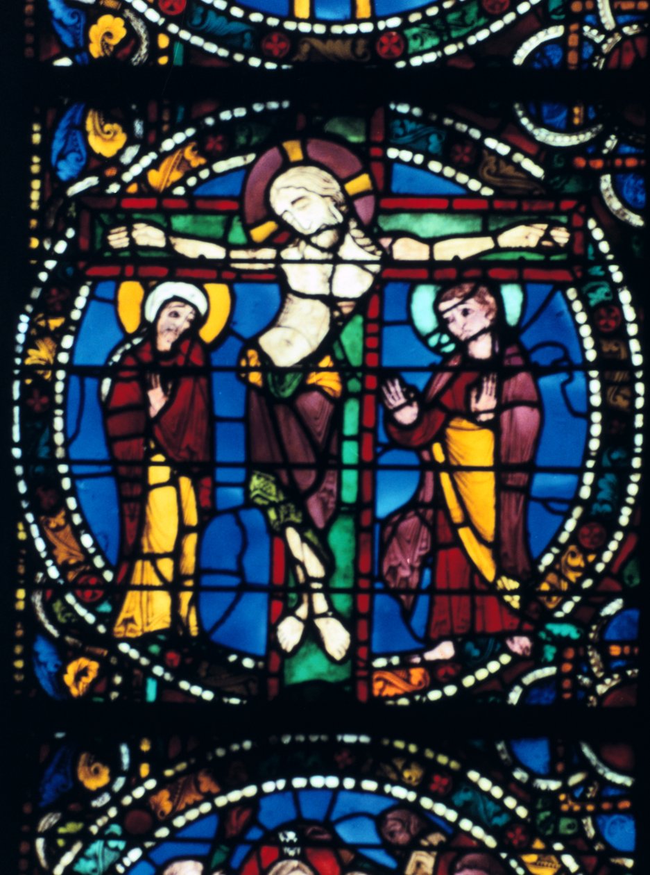 Kristus ristillä, lasimaalaus, Chartresin katedraali, Ranska, 1194-1260. tekijältä Unbekannt