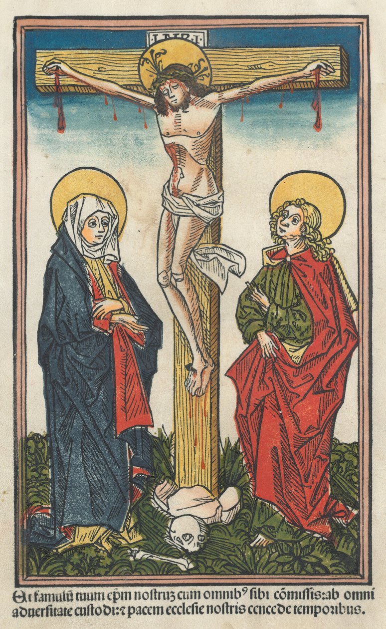 Kristus ristillä Neitsyen ja Pyhän Johanneksen kanssa, 1491. tekijältä Unbekannt