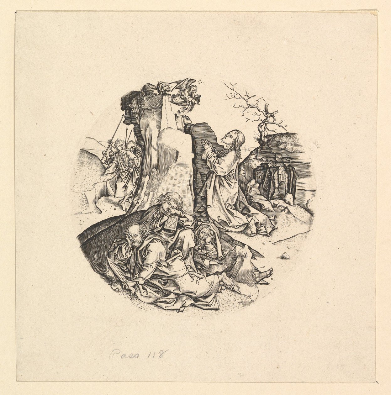 Kristus Öljymäellä kopio pyöreänä, n. 1435-1491. tekijältä Unbekannt