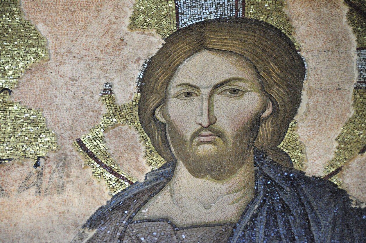 Kristus pantokraattori (kirkkaudessa) 1000-luvun fresko Pyhästä Vapahtajasta Choran kirkossa (Kariye Camii), Istanbul, Turkki tekijältä Unbekannt