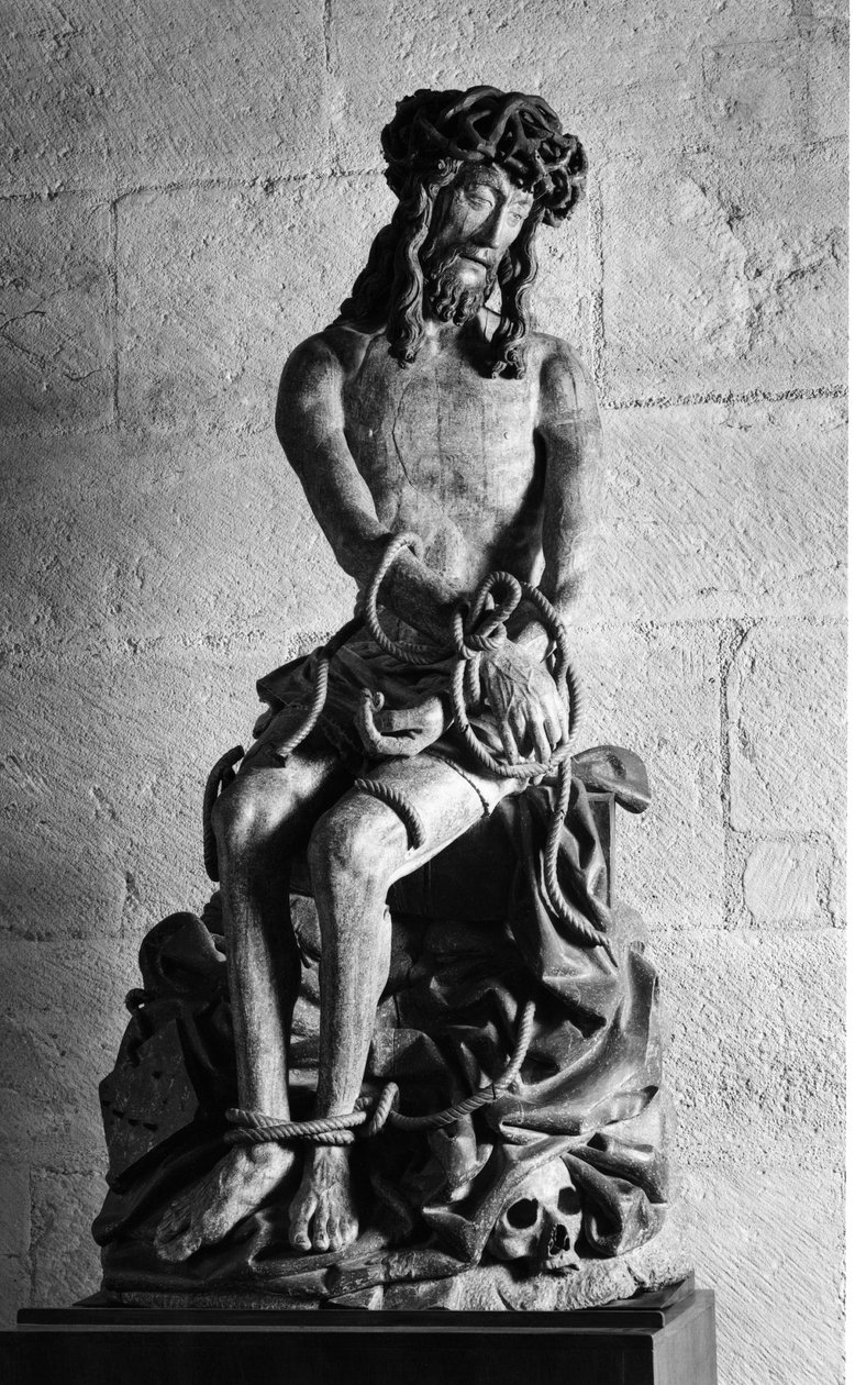 Kristus siteillä Veistos. Kansleri Nicolas Rolinin vuonna 1443 perustama Hospices Civiles de Beaune, Beaune (Cote d