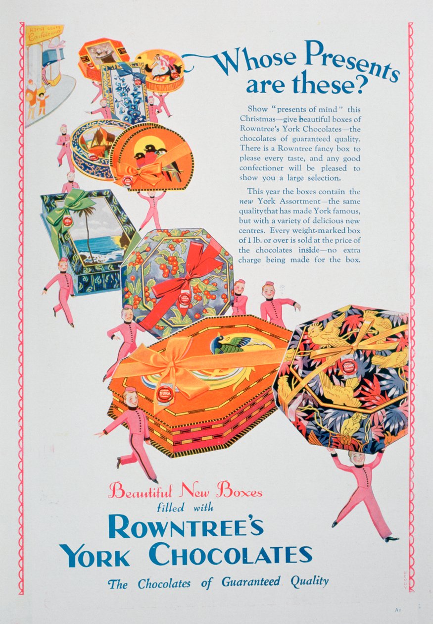 Joulumainos Rowntrees York Chocolatesille, 1928 tekijältä Unbekannt