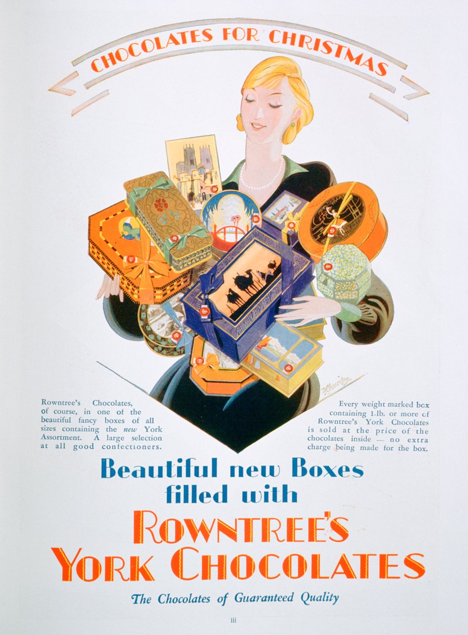 Joulumainos Rowntrees York Chocolatesille, 1928 tekijältä Unbekannt