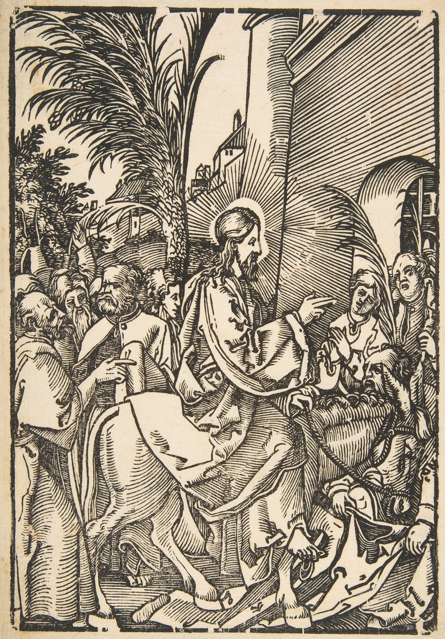 Kristuksen tulo Jerusalemiin, teoksesta The Small Passion copy.n.d. tekijältä Unbekannt