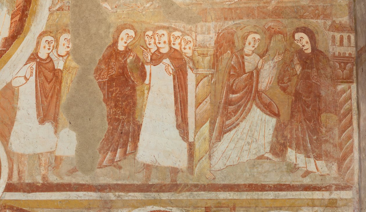 kirkko (Église Saint-Martin). Sisustus. Seinämaalauksia (freskot). Nave