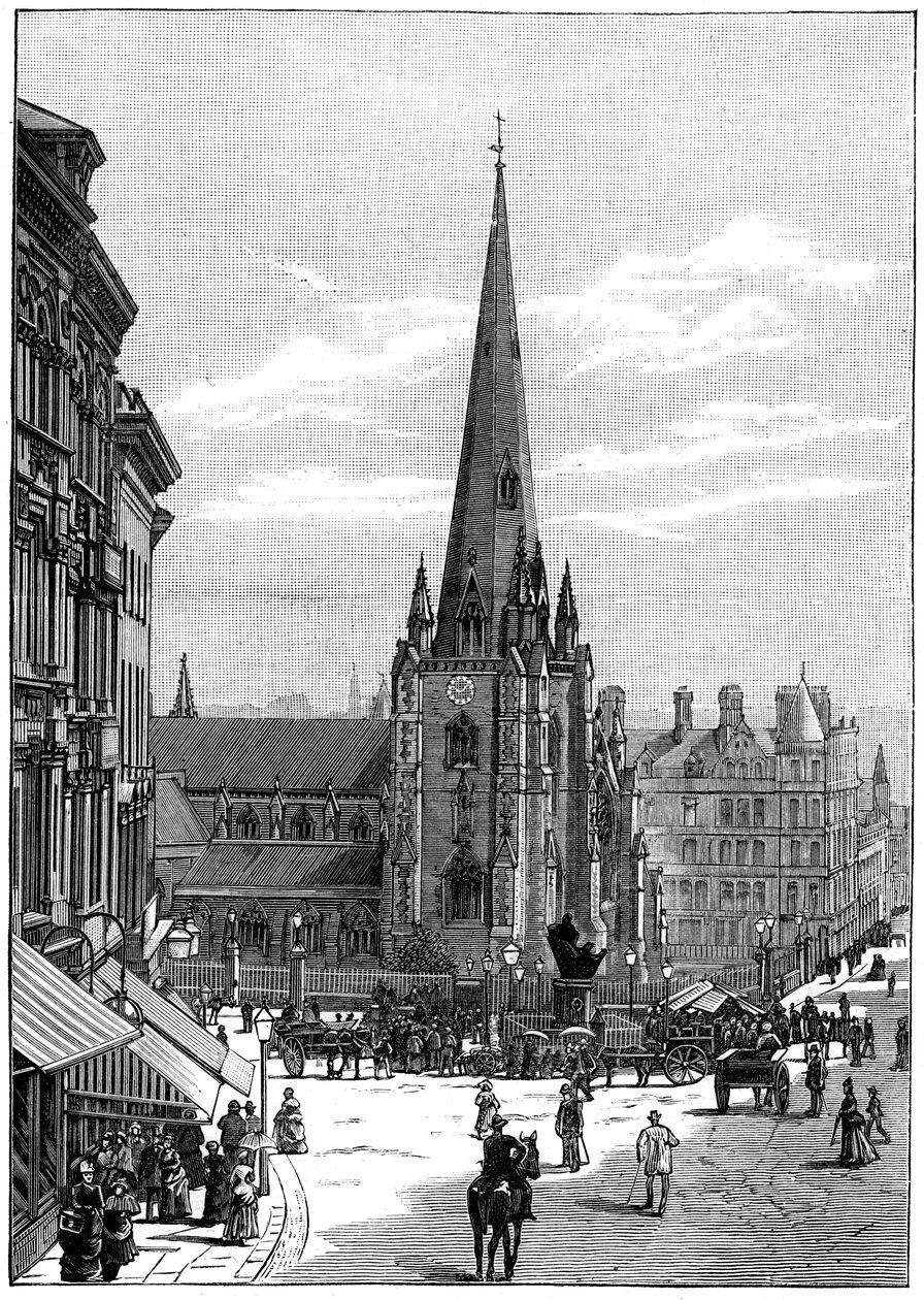 Pyhän Martinin kirkko härkätaisteluareenassa, Birmingham, West Midlands, 1887 tekijältä Unbekannt