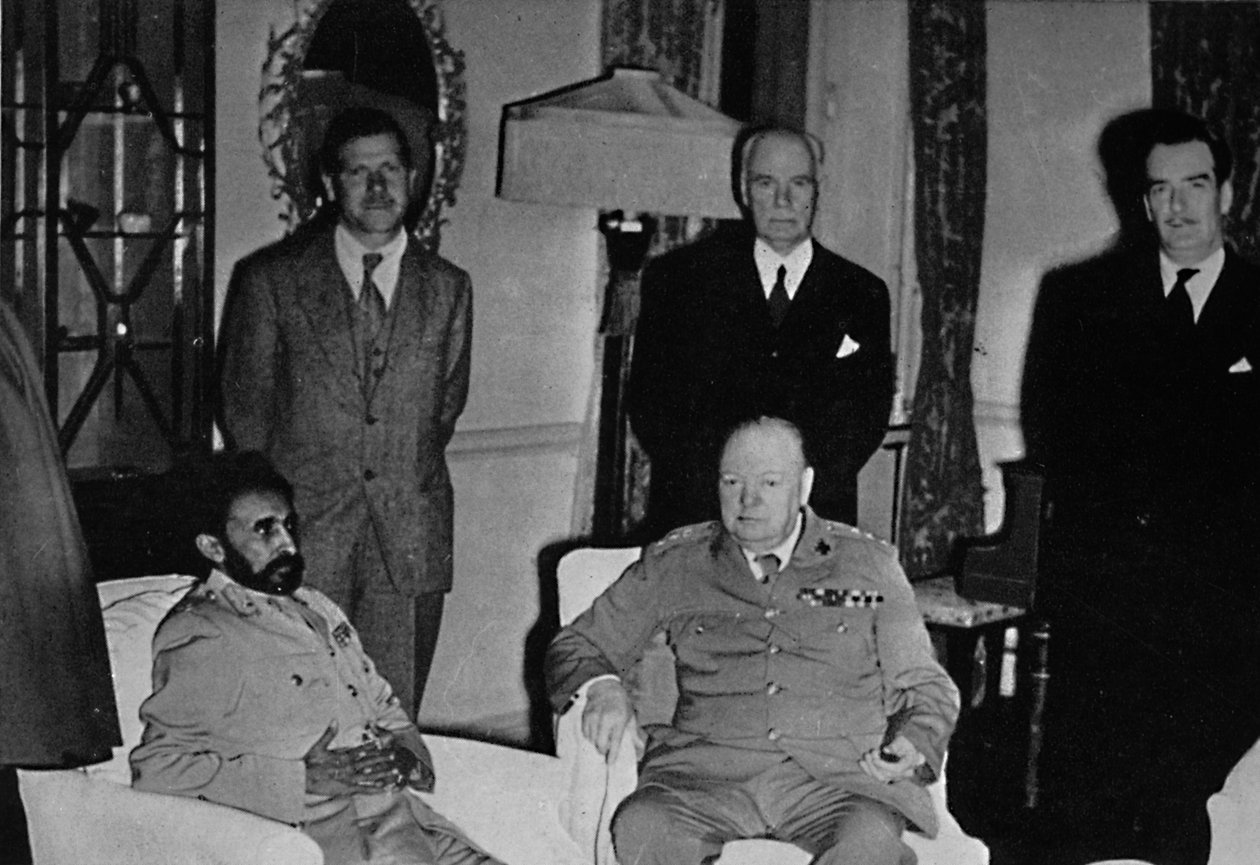 Churchill Kairossa, Etiopian keisarin Haile Selassien kanssa, 1943, 1945. tekijältä Unbekannt