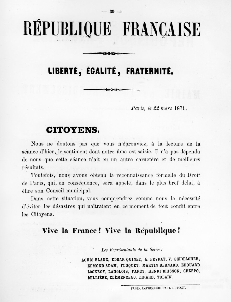 Citoyens, Pariisin kommuunin Ranskan poliittisista julisteista, toukokuu 1871 tekijältä Unbekannt