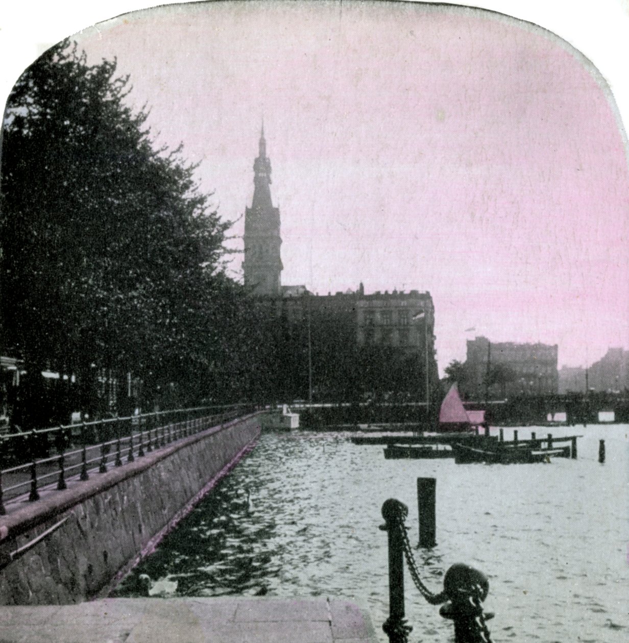 Kaupungintalo ja Alster, Hampuri, Saksa, 1800-luvun loppu tekijältä Unbekannt