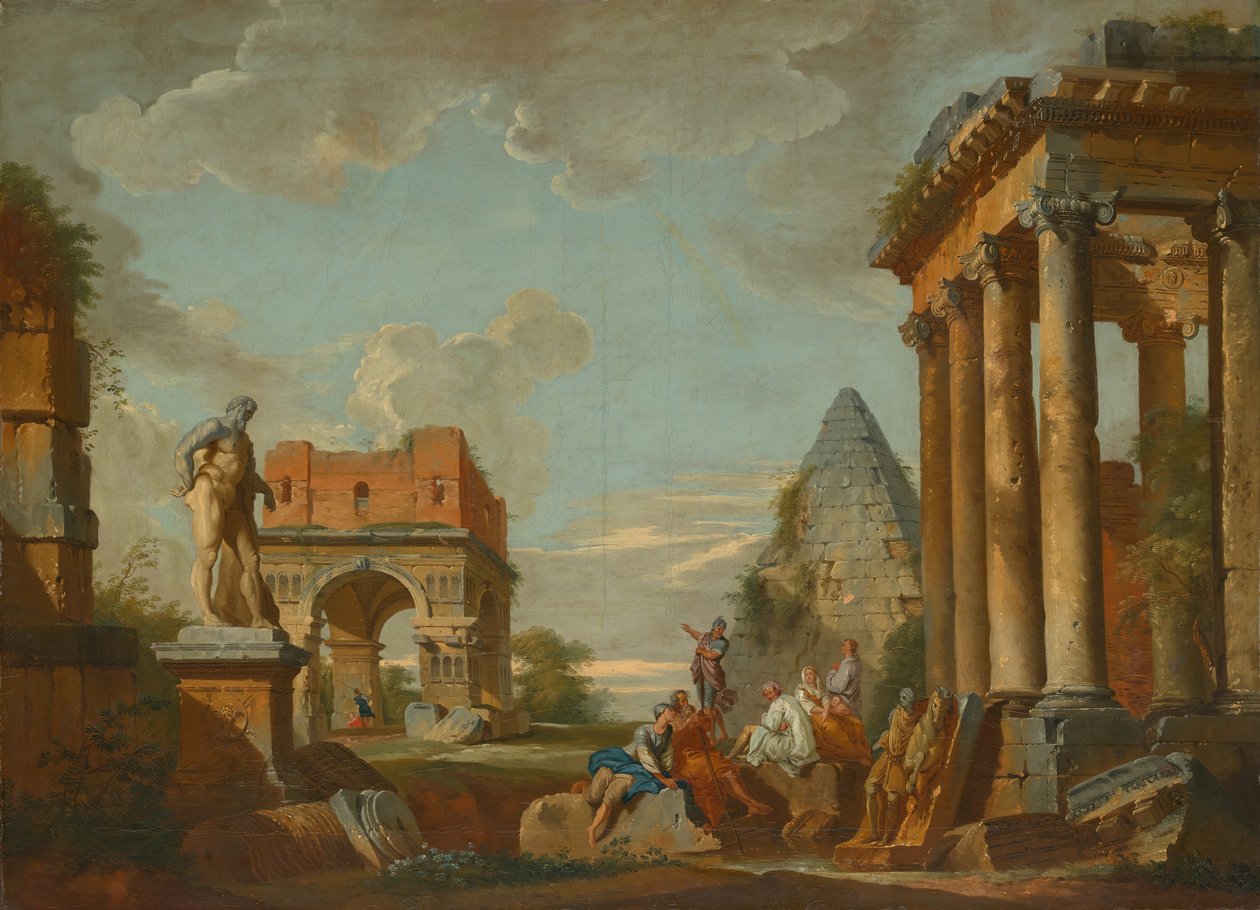 Klassinen maisema, n. 1750. tekijältä Unbekannt