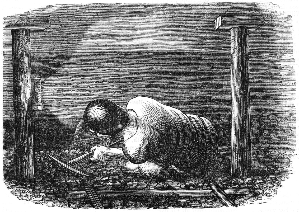 Hiilikaivostyö kapeassa saumassa, c1864. tekijältä Unbekannt