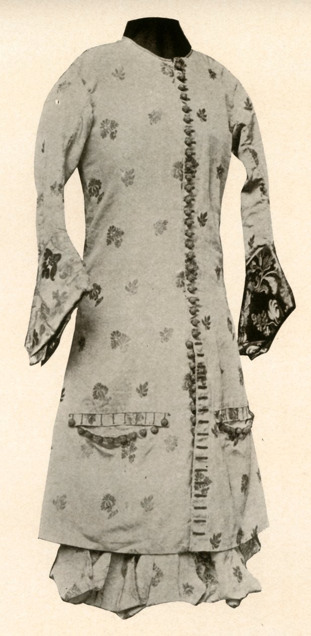 Takki ja kokoiset ratsastushousut kiiltävästä brokadista kukilla ja lehdillä, c1670, 1937. tekijältä Unbekannt