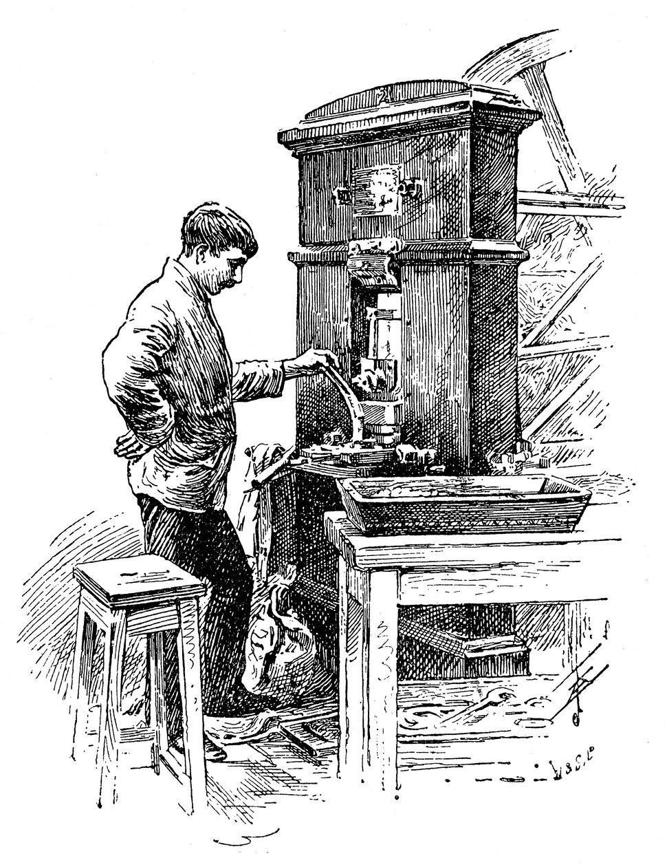 Kolikkopuristin Royal Mintissa, Lontoossa, 1891 tekijältä Unbekannt