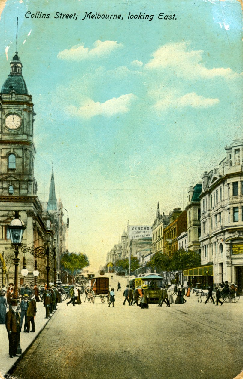 Collins Street, itään katsova, Melbourne, Victoria, Australia, 1900-luku tekijältä Unbekannt