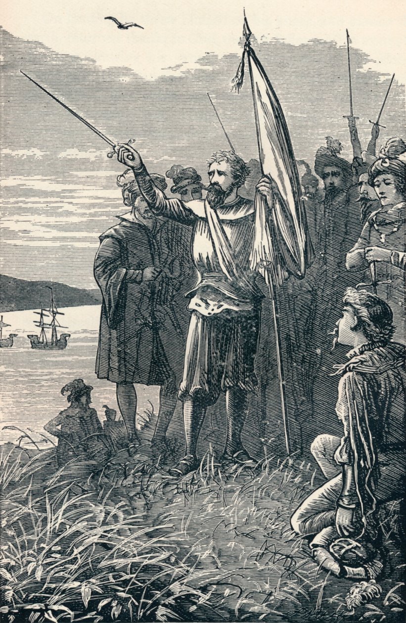 Columbus ottaa San Salvadorin Espanjalle haltuunsa vuonna 1904 tekijältä Unbekannt