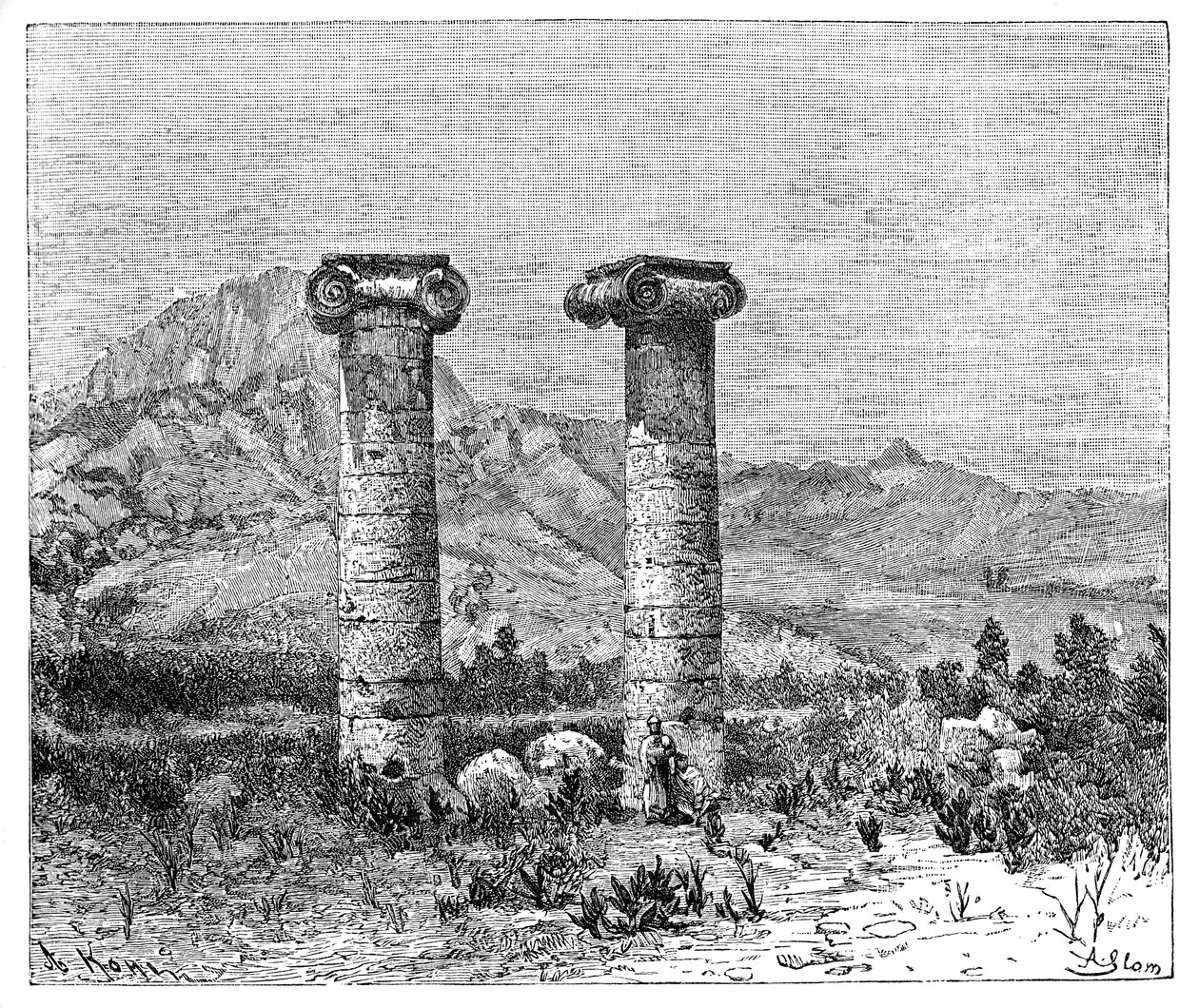 Cybelen temppelin pylväät, Sardes Sardis, Turkki, 1895 tekijältä Unbekannt