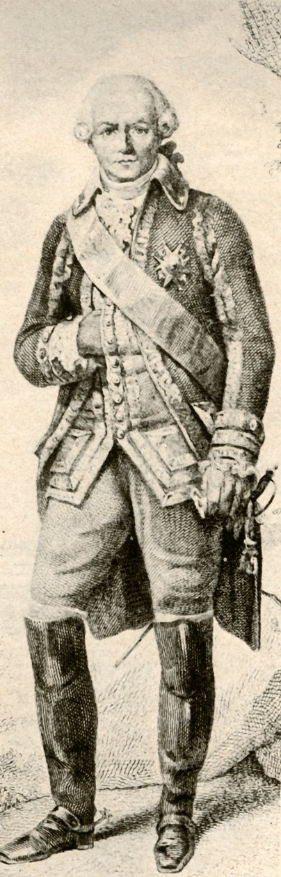 Comte de Rochambeau, esittelee ranskalaisen upseerin pukua, 1791, 1937. tekijältä Unbekannt