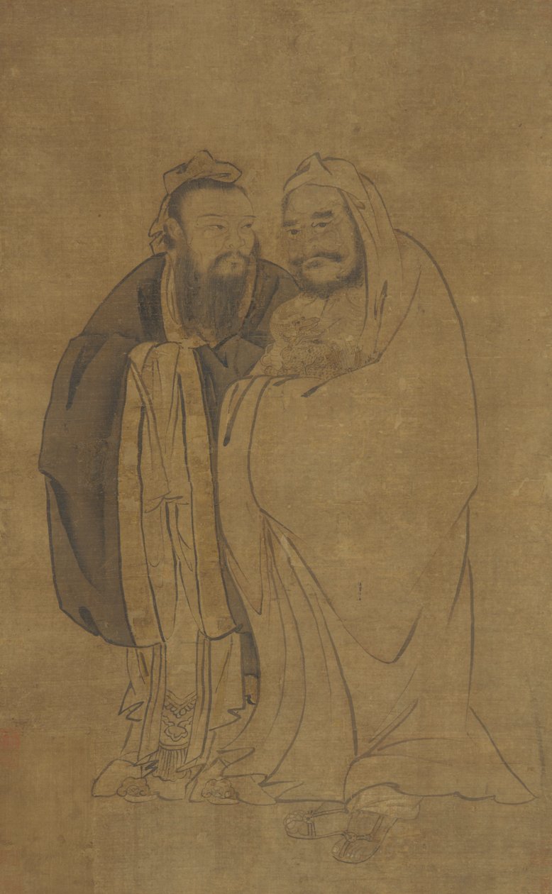 Kungfutse ja Buddha kehtomassa Qiliniä, Ming-dynastia, 1400-luku. tekijältä Unbekannt