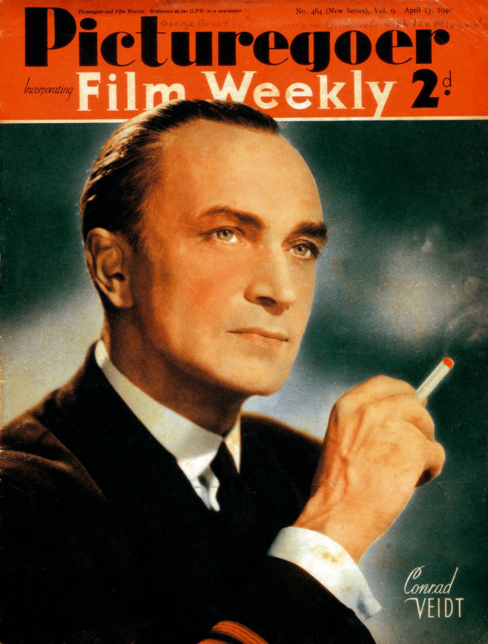 Conrad Veidt 1893-1943, saksalainen näyttelijä, 1940 tekijältä Unbekannt